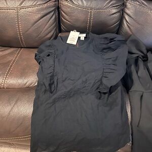 a new day Black Ruffled Sleeve Blouse